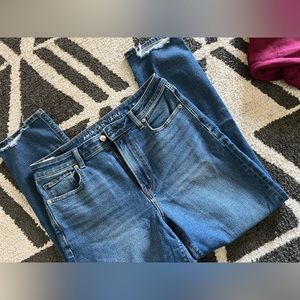 American Eagle Stretch Ripped Mom Ankle Jeans